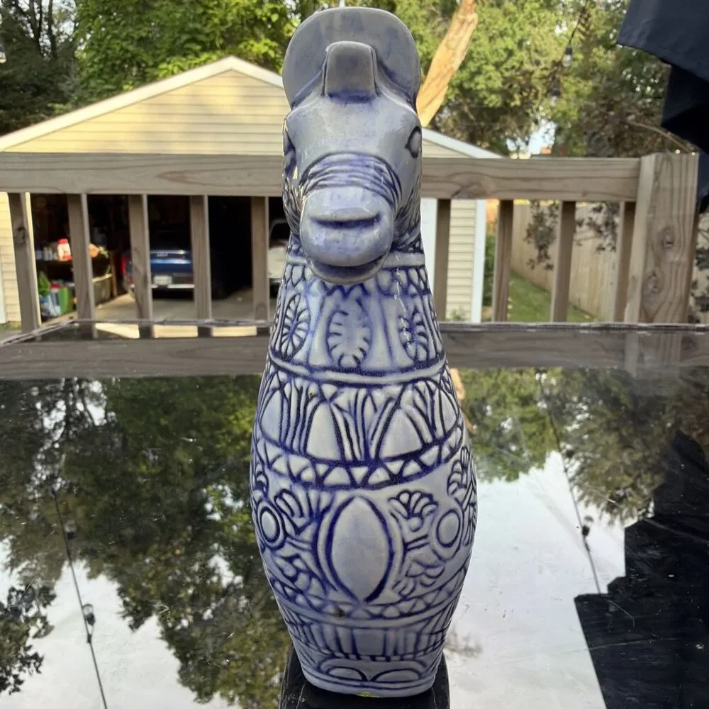 Bitossi Style Glazed Ceramic Horse Signed By Artist Mid Century 6 1/2